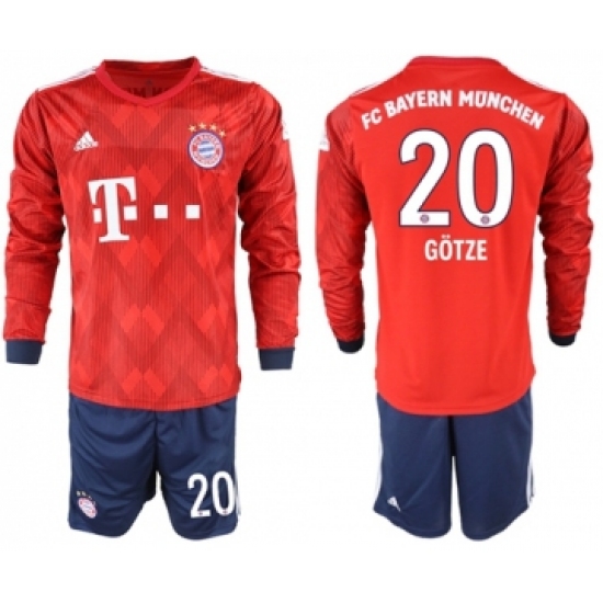 Bayern Munchen 20 Gotze Home Long Sleeves Soccer Club Jersey