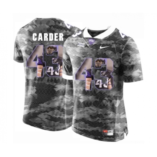 TCU Horned Frogs 43 Tank Carder Gray College With Portrait Print Football Limited Jersey