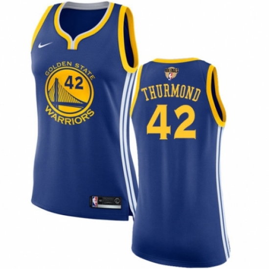 Women's Nike Golden State Warriors 42 Nate Thurmond Authentic Royal Blue Road 2018 NBA Finals Bound NBA Jersey - Icon Edition