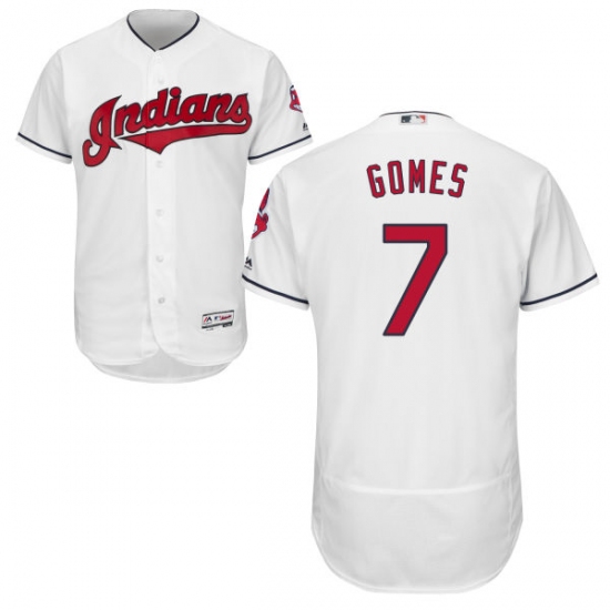 Men's Majestic Cleveland Indians 7 Yan Gomes White Home Flex Base Authentic Collection MLB Jersey