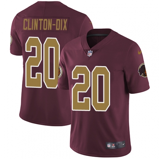 Youth Nike Washington Redskins 20 Ha Clinton-Dix Burgundy Red Gold Number Alternate 80TH Anniversary Vapor Untouchable Limited Player NFL Jersey