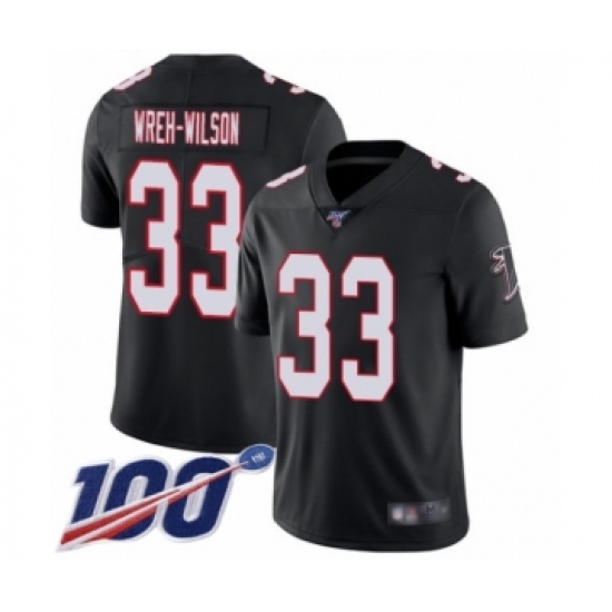 Men's Atlanta Falcons 33 Blidi Wreh-Wilson Black Alternate Vapor Untouchable Limited Player 100th Season Football Jersey