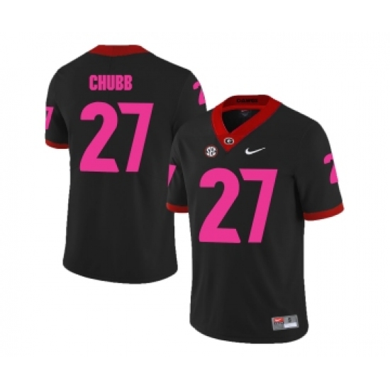 Georgia Bulldogs 27 Nick Chubb Black 2018 Breast Cancer Awareness College Football Jersey