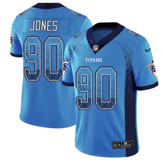 Men's Nike Tennessee Titans 90 DaQuan Jones Limited Blue Rush Drift Fashion NFL Jersey