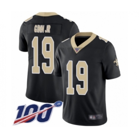 Men's New Orleans Saints 19 Ted Ginn Jr Black Team Color Vapor Untouchable Limited Player 100th Season Football Jersey
