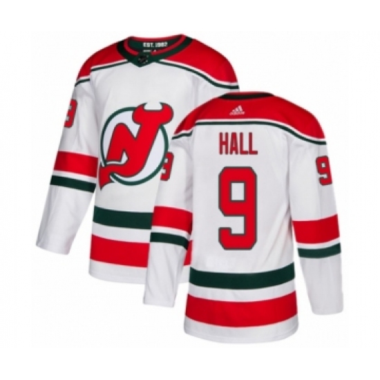 Men's Adidas New Jersey Devils 9 Taylor Hall Authentic White Alternate NHL Jersey