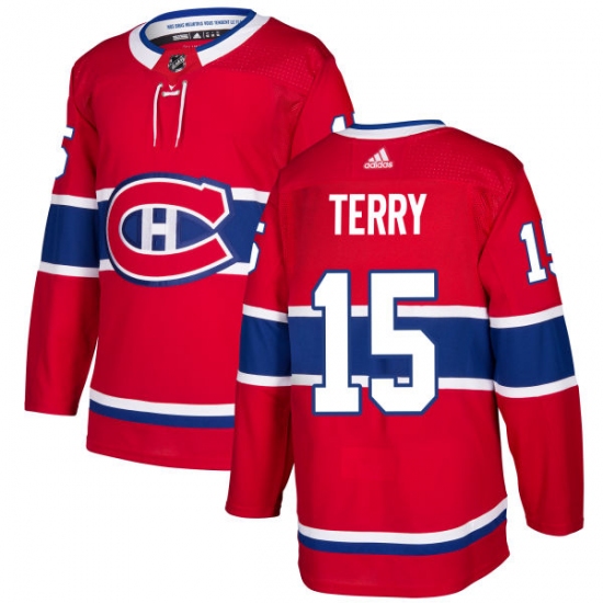 Men's Adidas Montreal Canadiens 15 Chris Terry Authentic Red Home NHL Jersey