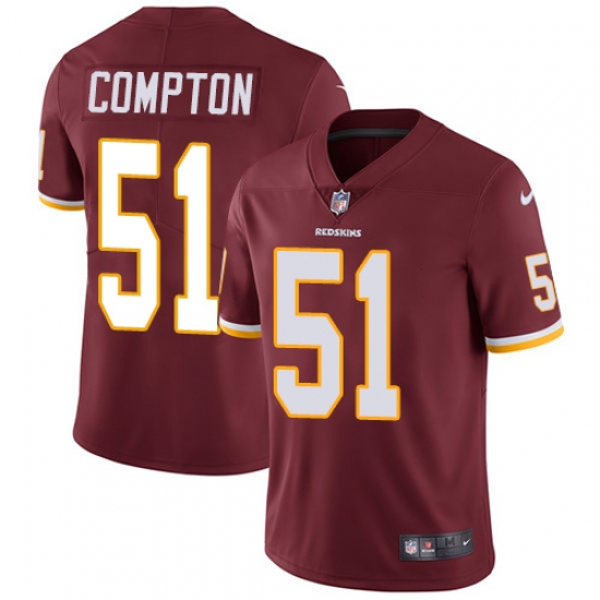 Men's Nike Washington Redskins 51 Will Compton Burgundy Red Team Color Vapor Untouchable Limited Player NFL Jersey