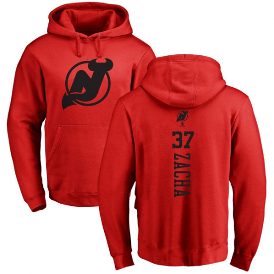 NHL Adidas New Jersey Devils 37 Pavel Zacha Red One Color Backer Pullover Hoodie