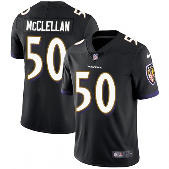 Men's Nike Baltimore Ravens 50 Albert McClellan Black Alternate Vapor Untouchable Limited Player NFL Jersey