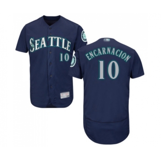 Men's Seattle Mariners 10 Edwin Encarnacion Navy Blue Alternate Flex Base Authentic Collection Baseball Jersey