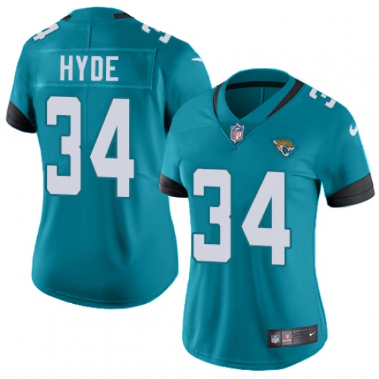 Women's Nike Jacksonville Jaguars 34 Carlos Hyde Teal Green Alternate Vapor Untouchable Limited Player NFL Jersey