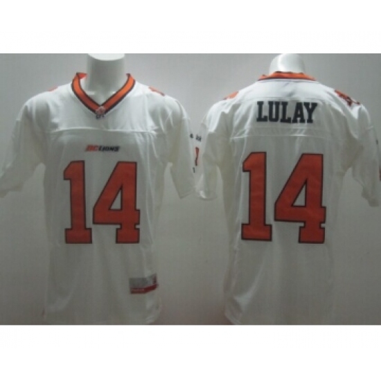 CFL BC Lions 14 Travis Lulay White Jersey