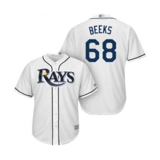 Youth Tampa Bay Rays 68 Jalen Beeks Authentic White Home Cool Base Baseball Player Jersey