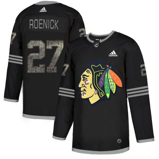 Men's Adidas Chicago Blackhawks 27 Jeremy Roenick Black Authentic Classic Stitched NHL Jersey
