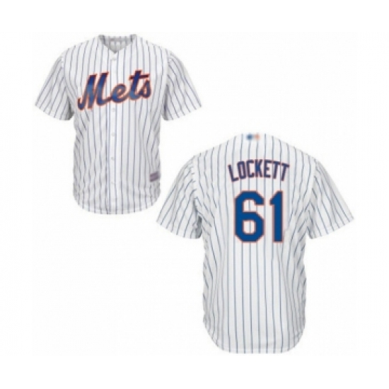 Youth New York Mets 61 Walker Lockett Authentic White Home Cool Base Baseball Player Jersey