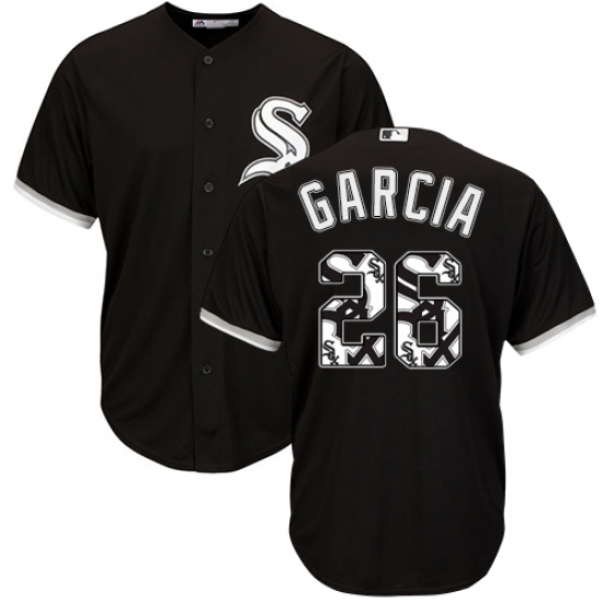 Men's Majestic Chicago White Sox 26 Avisail Garcia Authentic Black Team Logo Fashion Cool Base MLB Jersey