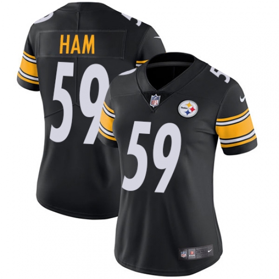 Women's Nike Pittsburgh Steelers 59 Jack Ham Black Team Color Vapor Untouchable Limited Player NFL Jersey