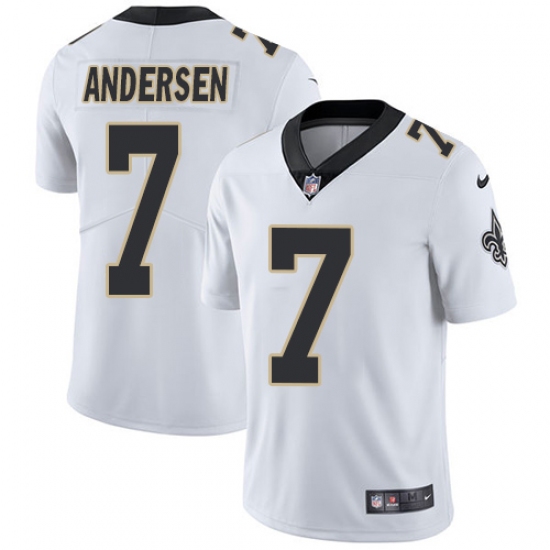 Men's Nike New Orleans Saints 7 Morten Andersen White Vapor Untouchable Limited Player NFL Jersey
