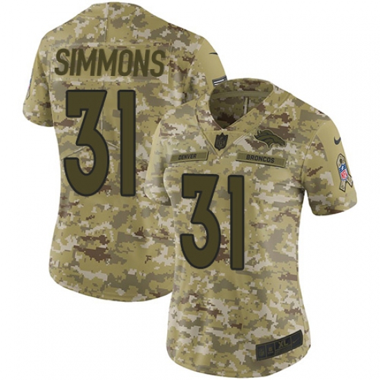 Women's Nike Denver Broncos 31 Justin Simmons Limited Camo 2018 Salute to Service NFL Jersey