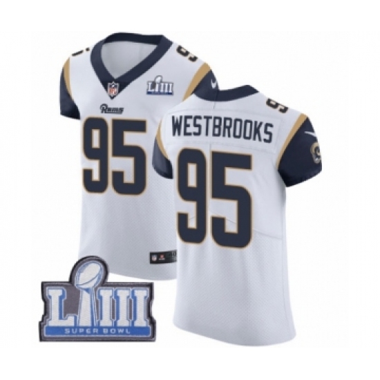 Men's Nike Los Angeles Rams 95 Ethan Westbrooks White Vapor Untouchable Elite Player Super Bowl LIII Bound NFL Jersey