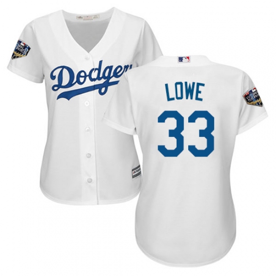 Women's Majestic Los Angeles Dodgers 33 Mark Lowe Authentic White Home Cool Base 2018 World Series MLB Jersey