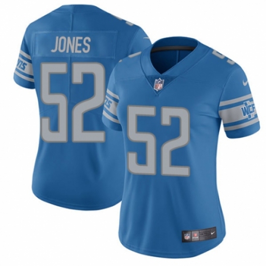 Women's Nike Detroit Lions 52 Christian Jones Blue Team Color Vapor Untouchable Limited Player NFL Jersey