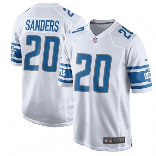 Men's Nike Detroit Lions 20 Barry Sanders Game White NFL Jersey