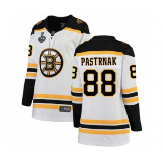 Women's Boston Bruins 88 David Pastrnak Authentic White Away Fanatics Branded Breakaway 2019 Stanley Cup Final Bound Hockey Jersey