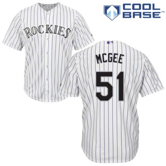 Men's Majestic Colorado Rockies 51 Jake McGee Replica White Home Cool Base MLB Jersey