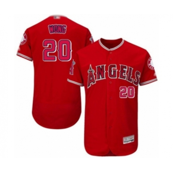 Men's Los Angeles Angels of Anaheim 20 Kean Wong Red Alternate Flex Base Authentic Collection Baseball Player Jersey