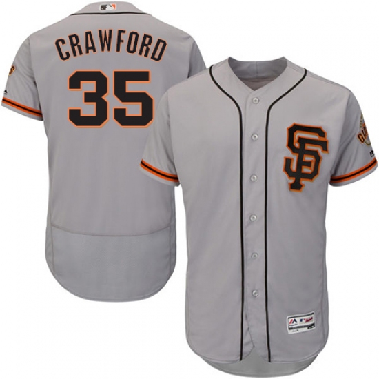 Men's Majestic San Francisco Giants 35 Brandon Crawford Grey Alternate Flex Base Authentic Collection MLB Jersey