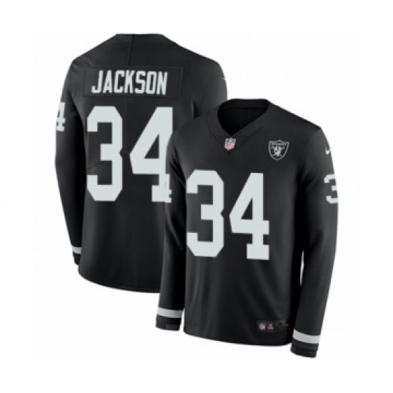 Youth Nike Oakland Raiders 34 Bo Jackson Limited Black Therma Long Sleeve NFL Jersey