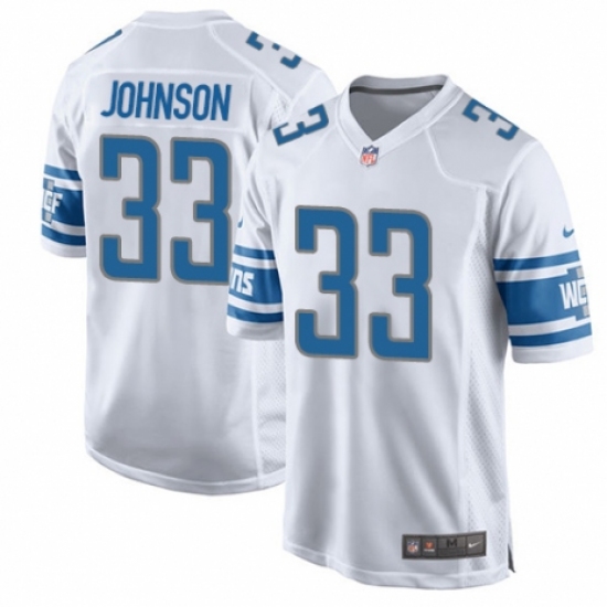 Men's Nike Detroit Lions 33 Kerryon Johnson Game White NFL Jersey