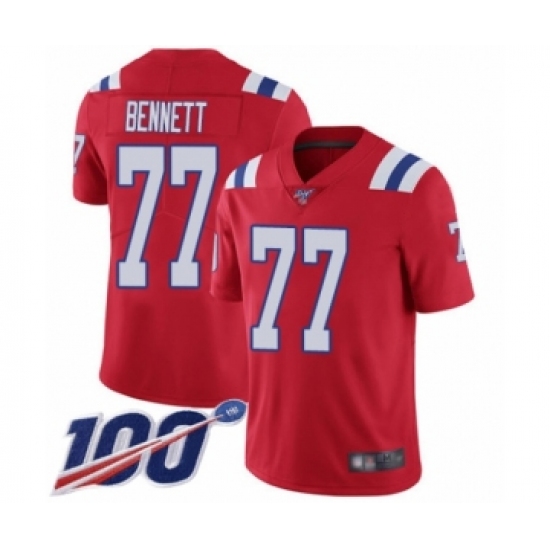 Men's New England Patriots 77 Michael Bennett Red Alternate Vapor Untouchable Limited Player 100th Season Football Jersey