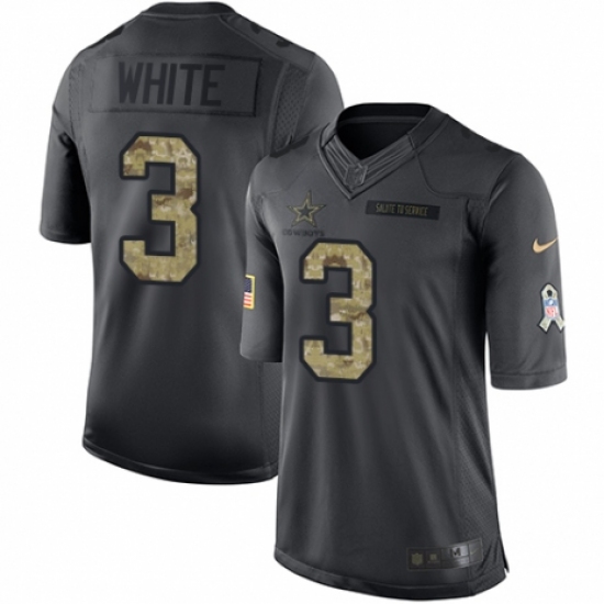 Men's Nike Dallas Cowboys 3 Mike White Limited Black 2016 Salute to Service NFL Jersey