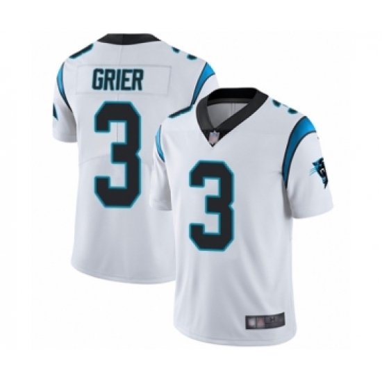 Youth Carolina Panthers 3 Will Grier White Vapor Untouchable Limited Player Football Jersey