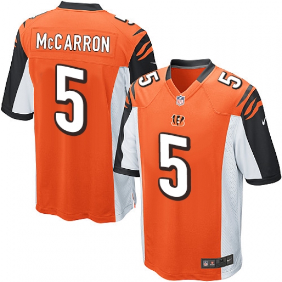 Men's Nike Cincinnati Bengals 5 AJ McCarron Game Orange Alternate NFL Jersey