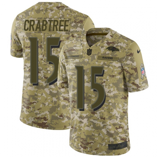 Youth Nike Baltimore Ravens 15 Michael Crabtree Limited Camo 2018 Salute to Service NFL Jersey