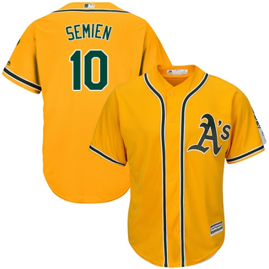 Youth Majestic Oakland Athletics 10 Marcus Semien Replica Gold Alternate 2 Cool Base MLB Jersey
