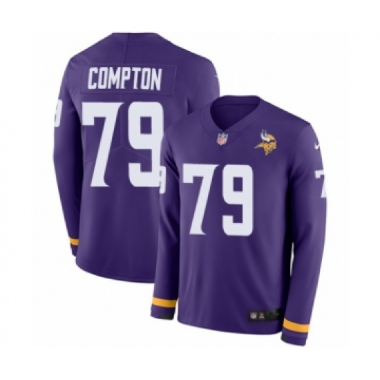 Men's Nike Minnesota Vikings 79 Tom Compton Limited Purple Therma Long Sleeve NFL Jersey
