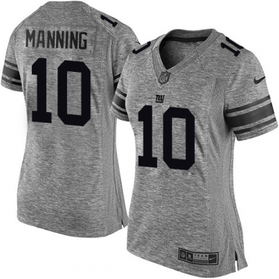 Women's Nike New York Giants 10 Eli Manning Limited Gray Gridiron NFL Jersey