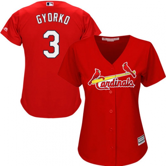 Women's Majestic St. Louis Cardinals 3 Jedd Gyorko Replica Red Alternate Cool Base MLB Jersey