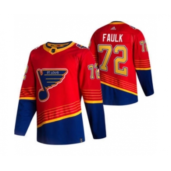 Men's St. Louis Blues 72 Justin Faulk Red 2020-21 Reverse Retro Alternate Hockey Jersey