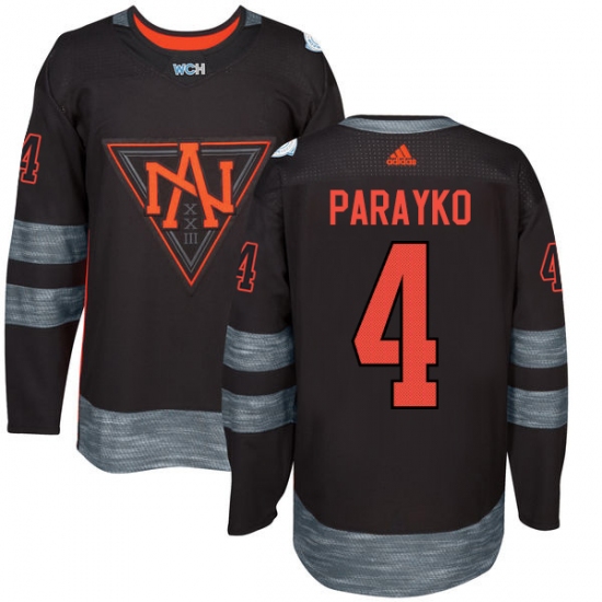 Men's Adidas Team North America 4 Colton Parayko Authentic Black Away 2016 World Cup of Hockey Jersey