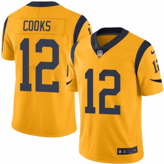 Men's Nike Los Angeles Rams 12 Brandin Cooks Limited Gold Rush Vapor Untouchable NFL Jersey