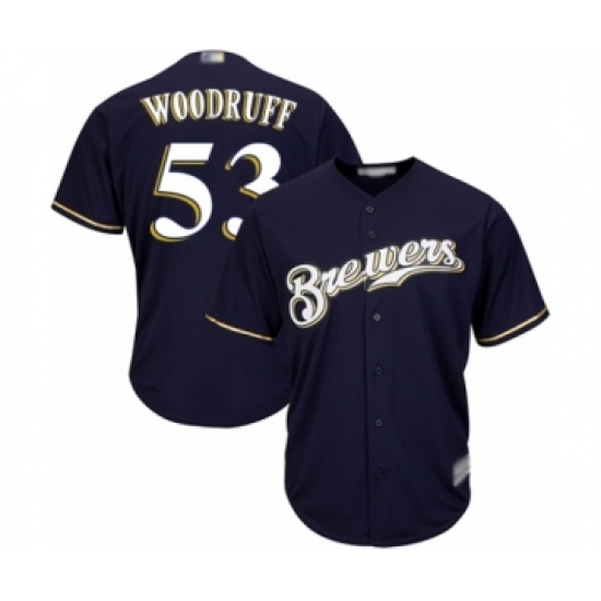 Youth Milwaukee Brewers 53 Brandon Woodruff Authentic Navy Blue Alternate Cool Base Baseball Jersey