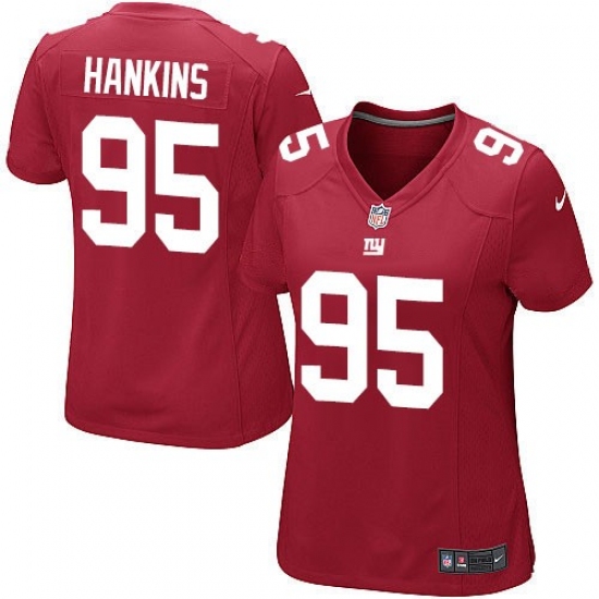 Women's Nike New York Giants 95 Johnathan Hankins Elite Red Jersey