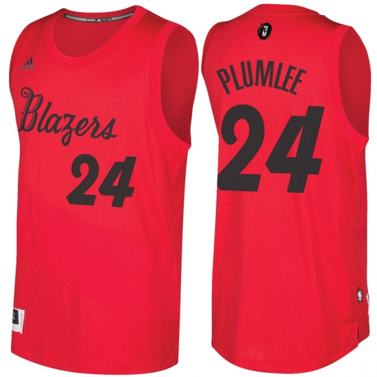 Men's Portland Trail Blazers 24 Mason Plumlee Red 2016-2017 Christmas Day NBA Swingman Jersey