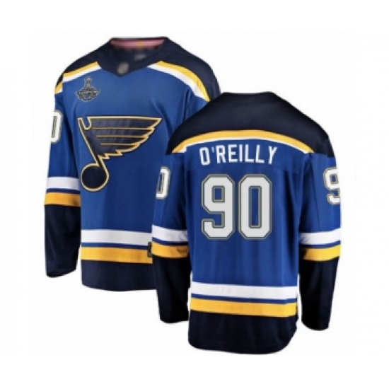 Youth St. Louis Blues 90 Ryan O'Reilly Fanatics Branded Royal Blue Home Breakaway 2019 Stanley Cup Champions Hockey Jersey